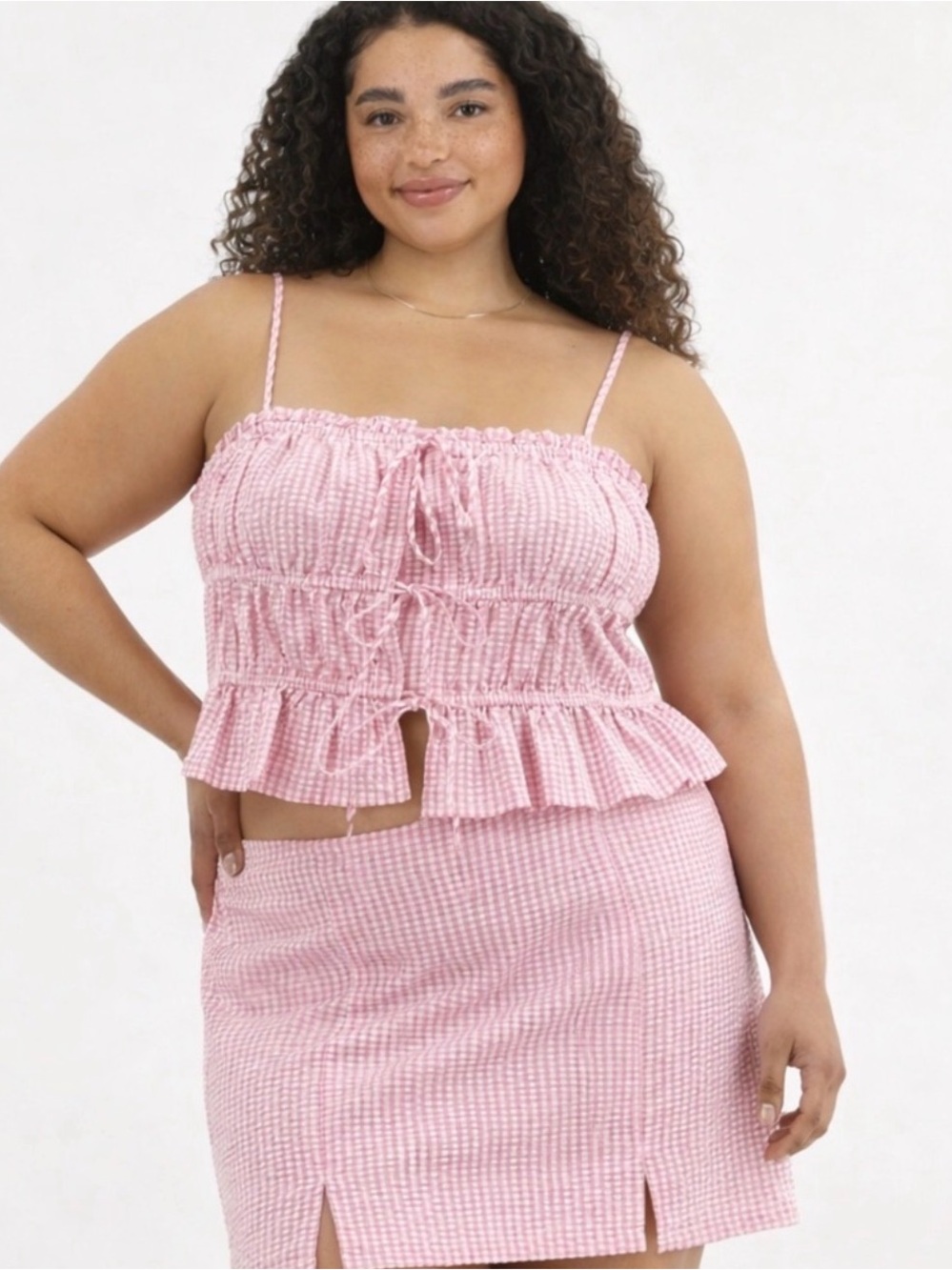 No Boundaries Pink Gingham Mini Skirt